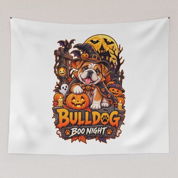 Item preview, Bulldog Boo Night | Cute English Bulldog Halloween Witch Pumpkin designed and sold by KnrNazimTHRE4DS.