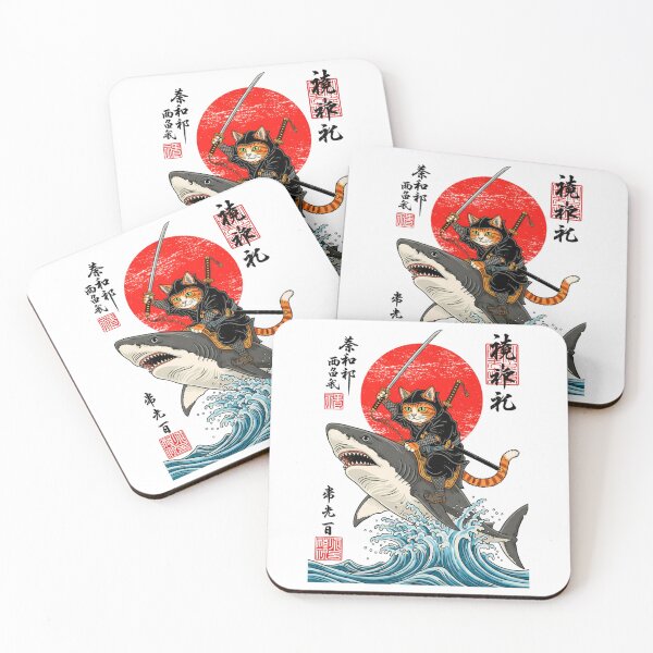 Item preview, Ninja Cat Riding Shark designed and sold by Nikolausgage.