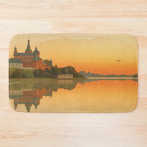 Item preview, St Nicholas Monastery Sunset River Reflection Vintage designed and sold by FestivityFinds.