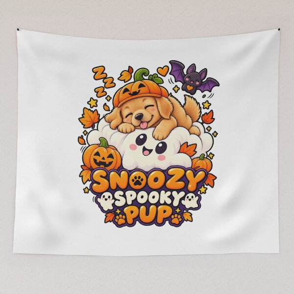Item preview, Snoozy Spooky Pup | Cute Golden Retriever Halloween Ghost Pumpkin designed and sold by KnrNazimTHRE4DS.