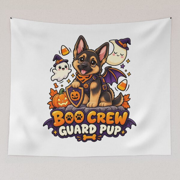 Item preview, Boo Crew Guard Pup | Cute German Shepherd Halloween Ghost Pumpkin designed and sold by KnrNazimTHRE4DS.