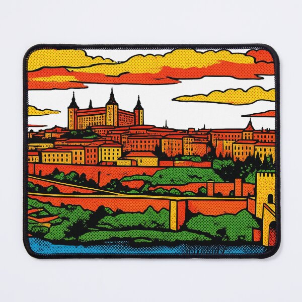 Item preview, Toledo Spain Vintage Pop Art Cityscape Sunset Poster designed and sold by FestivityFinds.