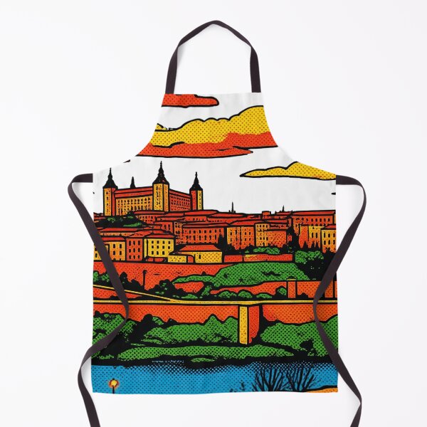 Item preview, Toledo Spain Vintage Pop Art Cityscape Sunset Poster designed and sold by FestivityFinds.