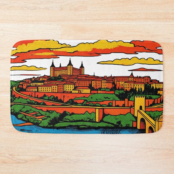 Item preview, Toledo Spain Vintage Pop Art Cityscape Sunset Poster designed and sold by FestivityFinds.