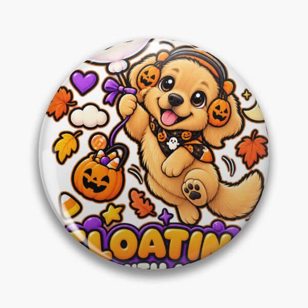 Item preview, Floating With My Boo | Cute Golden Retriever Halloween Ghost Pumpkin designed and sold by KnrNazimTHRE4DS.