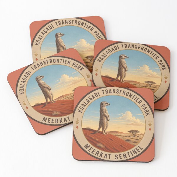 Item preview, Kgalagadi Meerkat Sentinel Sticker – Red Dune Wildlife Badge designed and sold by The Digital Compass.