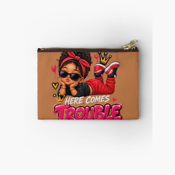 Item preview, Here Comes Trouble Cute Black Girl Red Bandana & Crown designed and sold by digitalbob60.