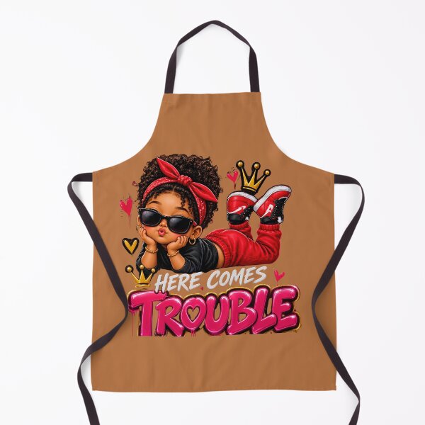 Item preview, Here Comes Trouble Cute Black Girl Red Bandana & Crown designed and sold by digitalbob60.