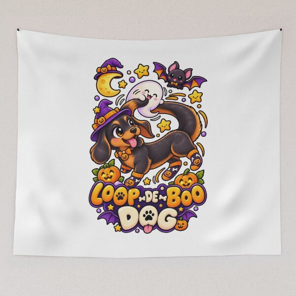 Item preview, Loop De Boo Dog | Cute Dachshund Halloween Ghost Pumpkin Witch designed and sold by KnrNazimTHRE4DS.