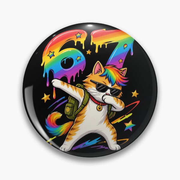 Item preview, Colorful Dabbing Cat 67 Melting Rainbow Funny Meme designed and sold by Vermanartist.