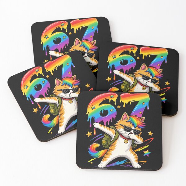 Item preview, Colorful Dabbing Cat 67 Melting Rainbow Funny Meme designed and sold by Vermanartist.