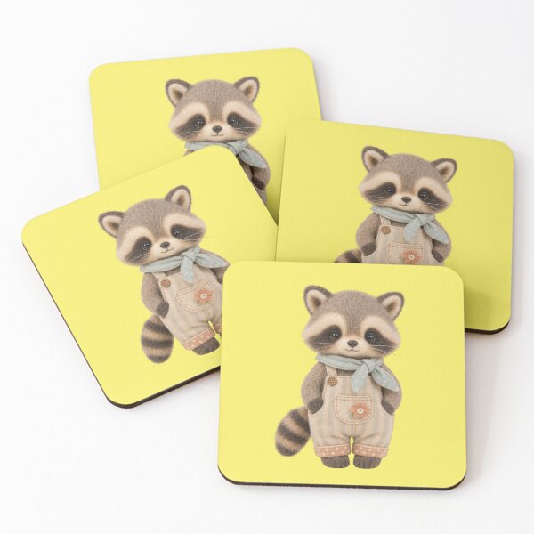 Item preview, Raccoon dungarees scarf cute textile plush toy aesthetic designed and sold by Mauswohn.