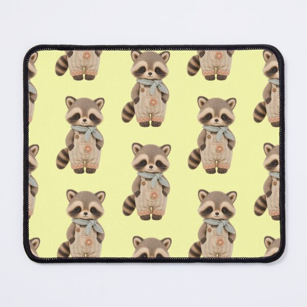Item preview, Raccoon dungarees scarf cute textile plush toy aesthetic designed and sold by Mauswohn.