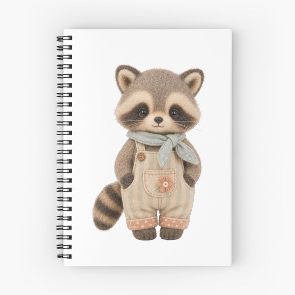 Item preview, Raccoon dungarees scarf cute textile plush toy aesthetic designed and sold by Mauswohn.