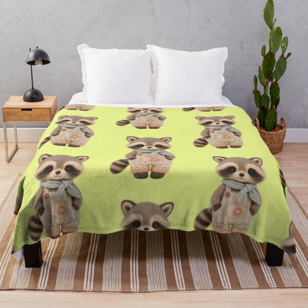 Item preview, Raccoon dungarees scarf cute textile plush toy aesthetic designed and sold by Mauswohn.