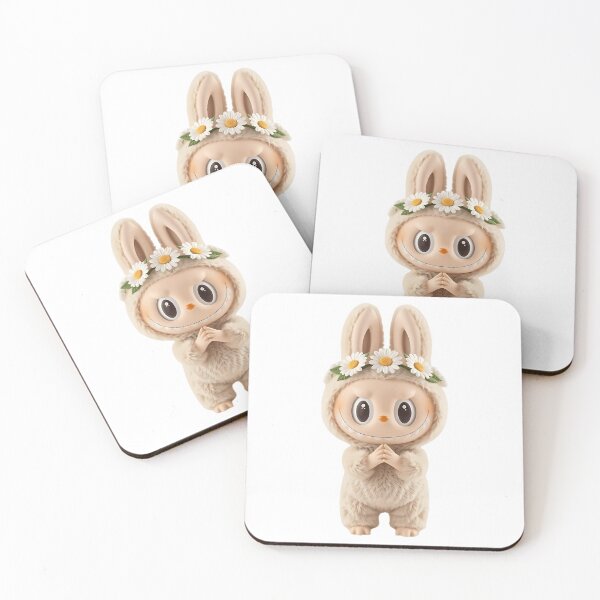 Item preview, Kawaii Fluffy Labubu Bunny With Flower Crown designed and sold by lombardocha.