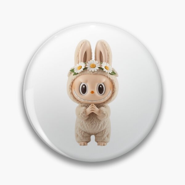 Item preview, Kawaii Fluffy Labubu Bunny With Flower Crown designed and sold by lombardocha.