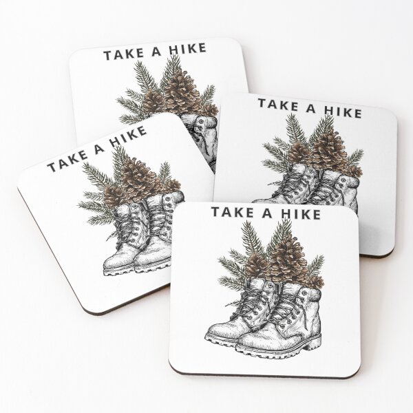 Item preview, Classic Hiking Boots with Pine Trees Line Art designed and sold by TrendyGalaxy.