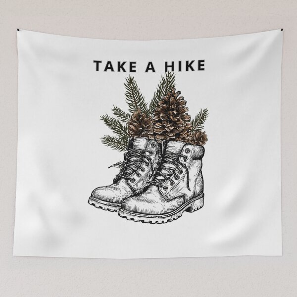Item preview, Classic Hiking Boots with Pine Trees Line Art designed and sold by TrendyGalaxy.