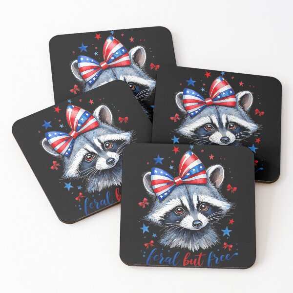 Item preview, Feral But Free Raccoon Patriotic American designed and sold by BrockmeyeSB.