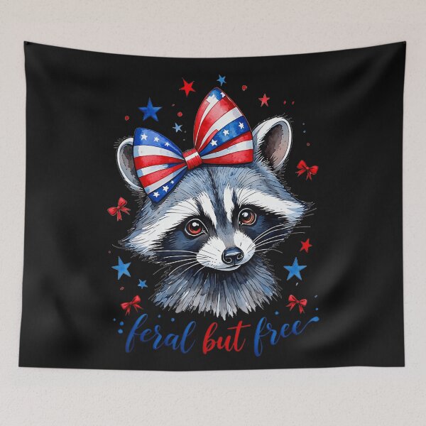 Item preview, Feral But Free Raccoon Patriotic American designed and sold by BrockmeyeSB.