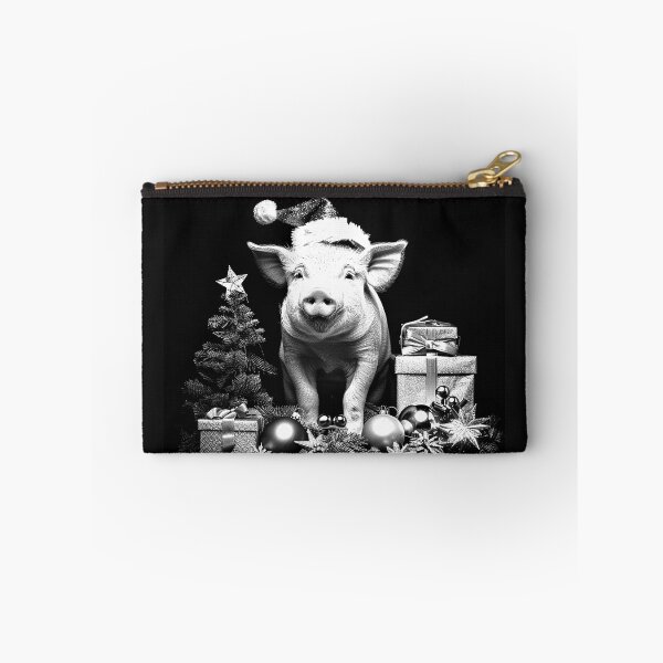 Item preview, Cute Christmas Piglet in Santa Hat with Gifts Holiday Art Design designed and sold by inkoutninja.