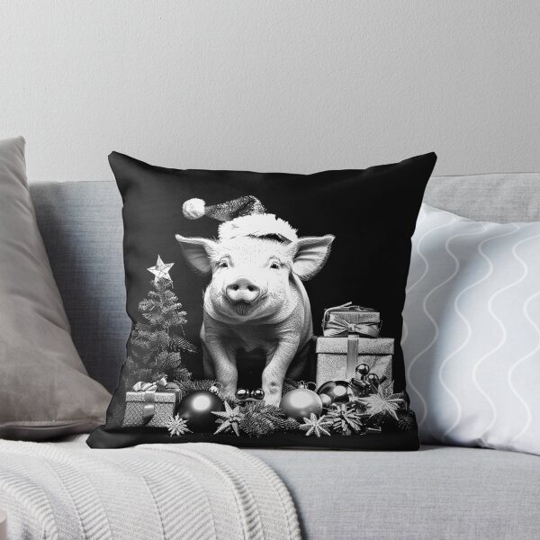 Item preview, Cute Christmas Piglet in Santa Hat with Gifts Holiday Art Design designed and sold by inkoutninja.
