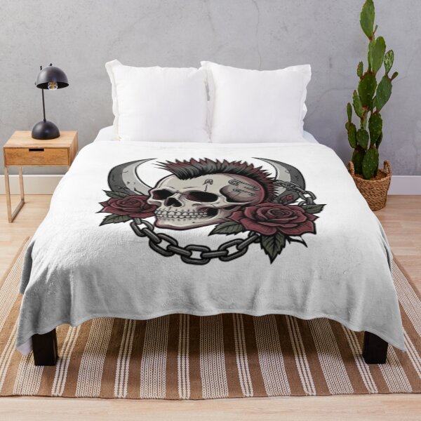Item preview, Gothic Punk Mohawk Skull with Red Roses designed and sold by MaafiaArtsThai.