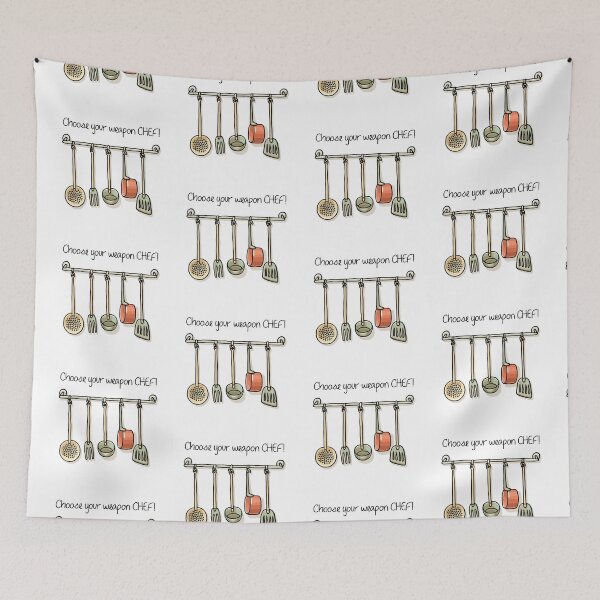 Item preview, Choose Your Weapon, Chef! (on White) designed and sold by PawsitiveMum3.