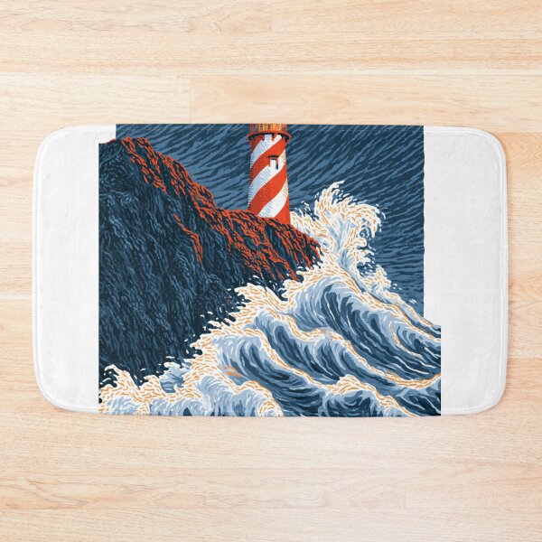 Item preview, Minimalist Lighthouse on Rocky Cliff Stormy Sea Art designed and sold by TrendyGalaxy.