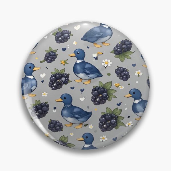 Item preview, Charming Whimsical Design Featuring Playful Blue Ducks Amidst Lush Blackberries and Delicate Flowers Set Against a Soft Gray Background designed and sold by Matt_Smith.