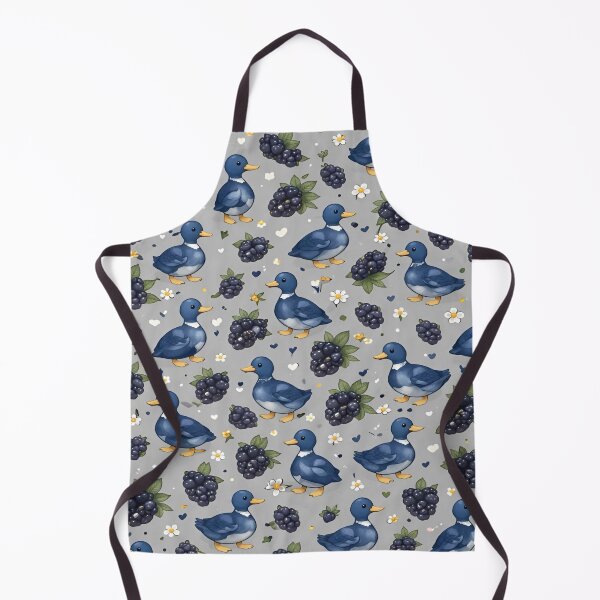 Item preview, Charming Whimsical Design Featuring Playful Blue Ducks Amidst Lush Blackberries and Delicate Flowers Set Against a Soft Gray Background designed and sold by Matt_Smith.