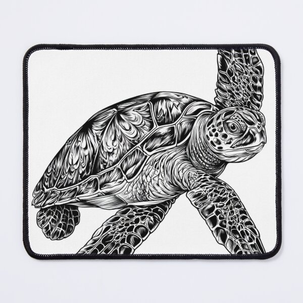 Item preview, Intricate Sea Turtle Swimming Line Art Tattoo Design designed and sold by TrendyGalaxy.