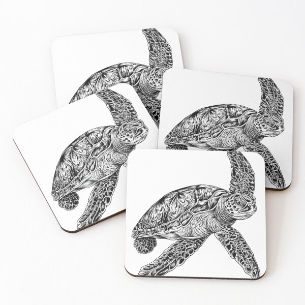 Item preview, Intricate Sea Turtle Swimming Line Art Tattoo Design designed and sold by TrendyGalaxy.