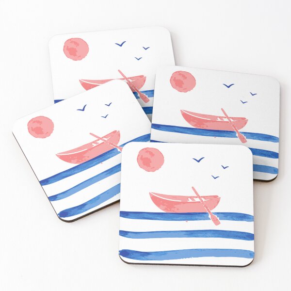 Item preview, Minimalist Row Boat Print, Coastal Art, Ocean Illustration, Beach House Decor, Nautical Artwork designed and sold by Studio pod Burom.