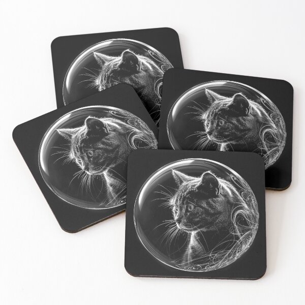 Item preview, Black Cat in Crystal Orb Mystical Gothic Feline Black and White Art Design designed and sold by inkoutninja.