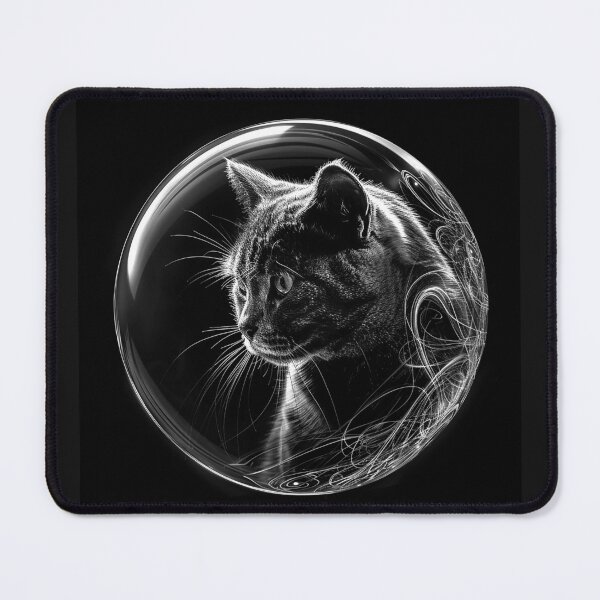 Item preview, Black Cat in Crystal Orb Mystical Gothic Feline Black and White Art Design designed and sold by inkoutninja.