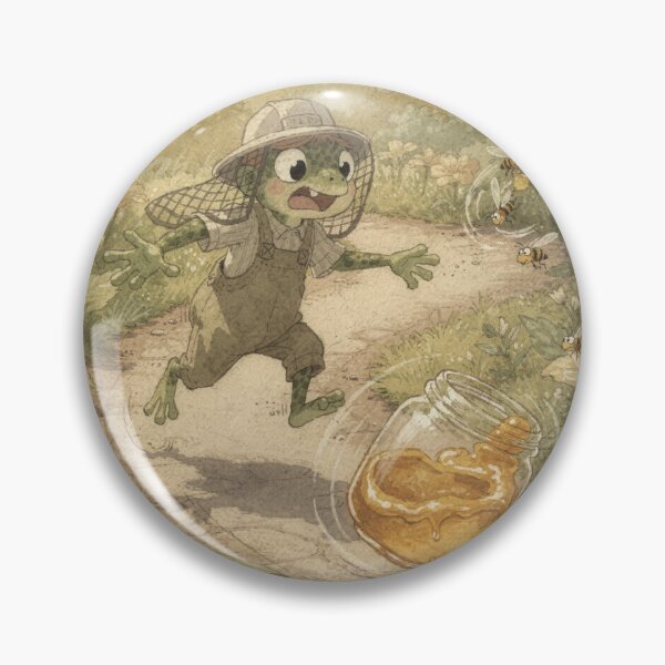 Item preview, Frog Beekeeper Chasing a Runaway Honey Jar designed and sold by PictorialWhimsy.