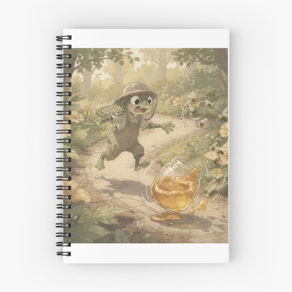 Item preview, Frog Beekeeper Chasing a Runaway Honey Jar designed and sold by PictorialWhimsy.