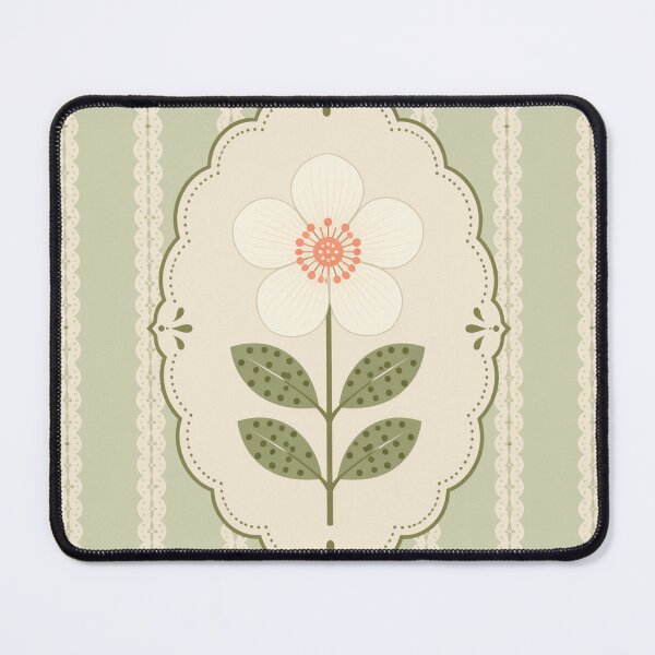 Item preview, Retro Folk Flower Medallion Sage Green Vintage designed and sold by FestivityFinds.