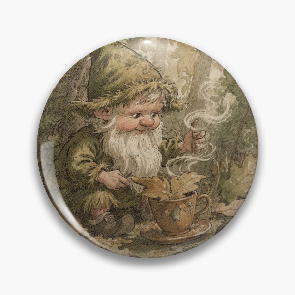 Item preview, Moss Gnome Reading Tea Leaves in an Acorn Cup designed and sold by PictorialWhimsy.