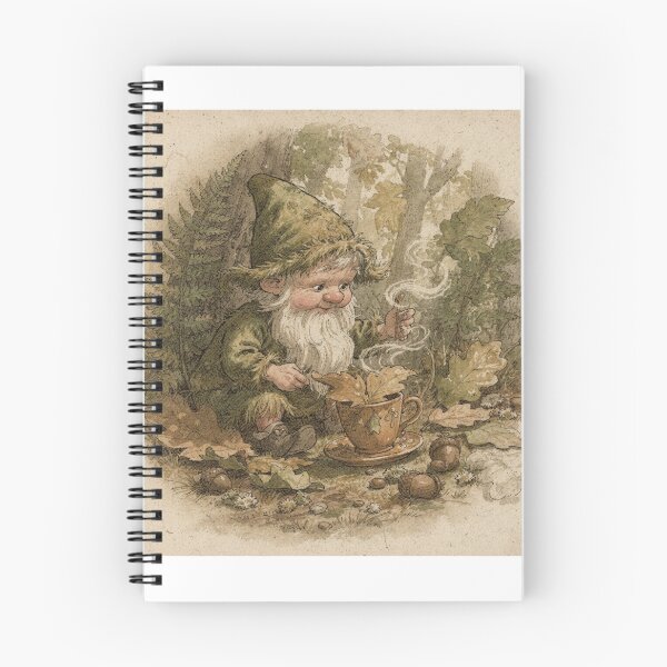 Item preview, Moss Gnome Reading Tea Leaves in an Acorn Cup designed and sold by PictorialWhimsy.