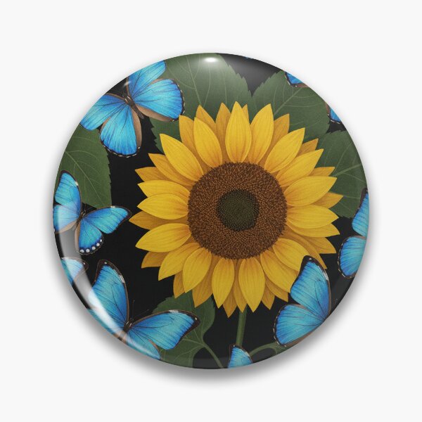 Item preview, Sunflowers and Blue Morpho Butterflies Dark Floral designed and sold by FestivityFinds.