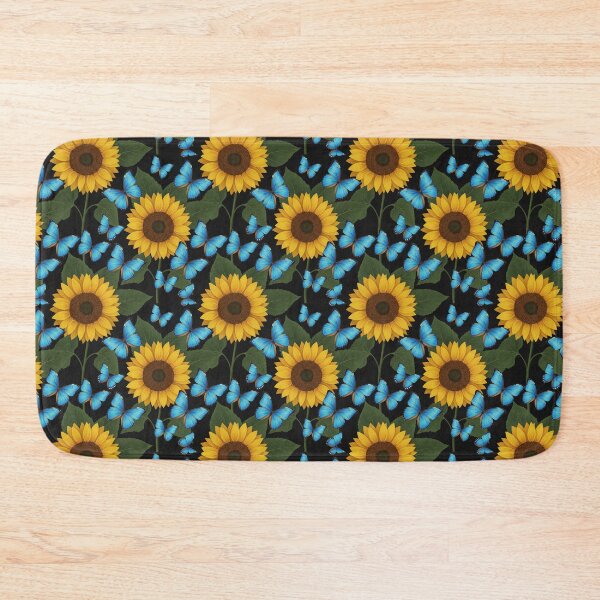 Item preview, Sunflowers and Blue Morpho Butterflies Dark Floral designed and sold by FestivityFinds.