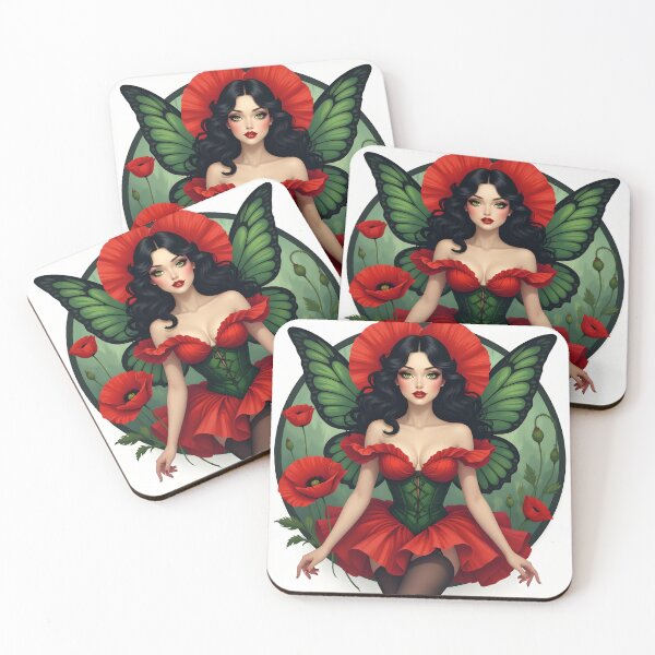 Item preview, Red Poppy Fairy #2 designed and sold by Jaenne.studio.