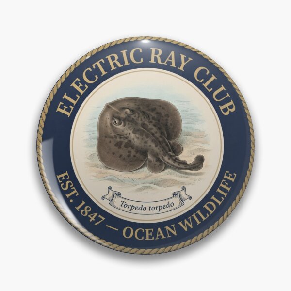 Item preview, Electric Ray Club Vintage Badge Ocean Wildlife designed and sold by CalmCapy Co.