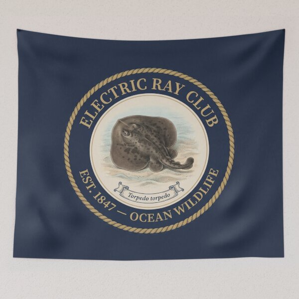 Item preview, Electric Ray Club Vintage Badge Ocean Wildlife designed and sold by CalmCapy Co.
