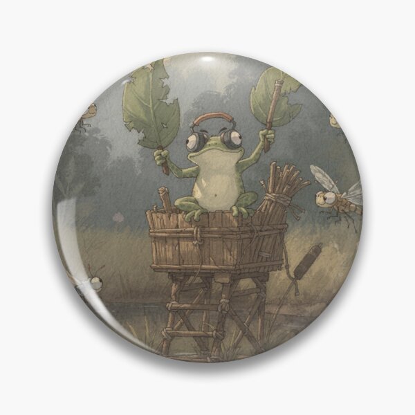 Item preview, Frog Air-Traffic Controller Directing Dragonflies designed and sold by PictorialWhimsy.