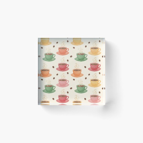 Item preview, Watercolor Coffee Cups Pattern Cute Cafe designed and sold by FestivityFinds.
