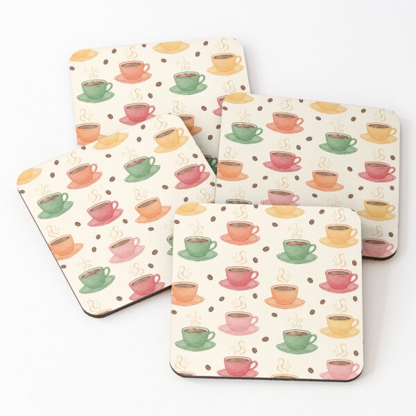 Item preview, Watercolor Coffee Cups Pattern Cute Cafe designed and sold by FestivityFinds.